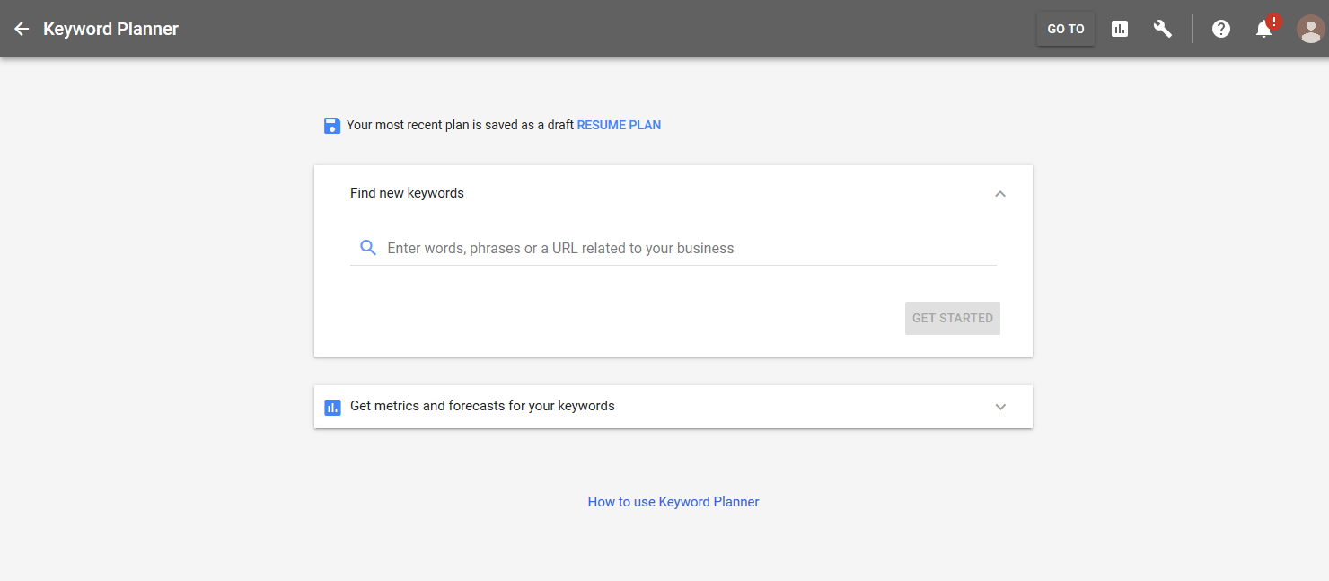 New Keyword Planner Adwords