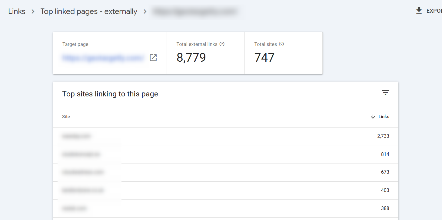 GSC top linked web page example